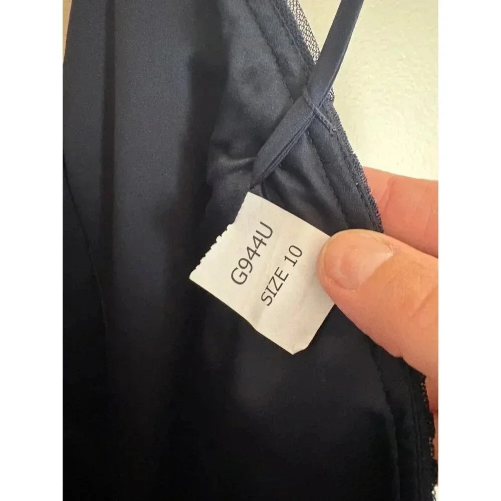 Amsale NWT Short Bridesmaid Prom Party Dress Navy Blue Halter Tulle Size 10 - Picture 7 of 12